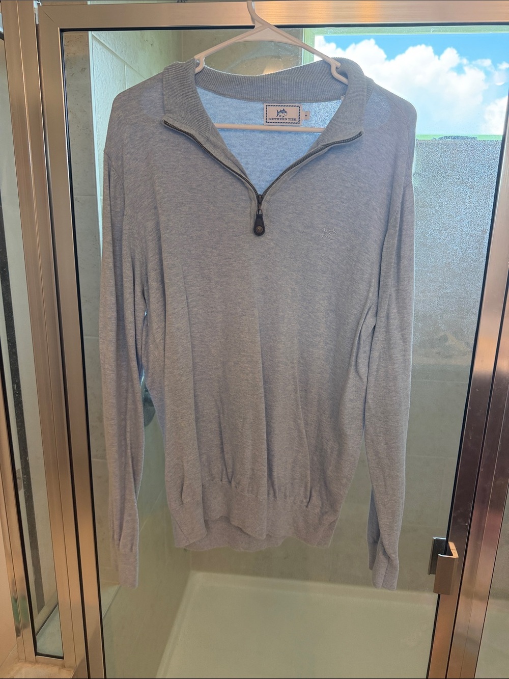 Southern Tide Men's Light Gray Zip-Neck Sweater